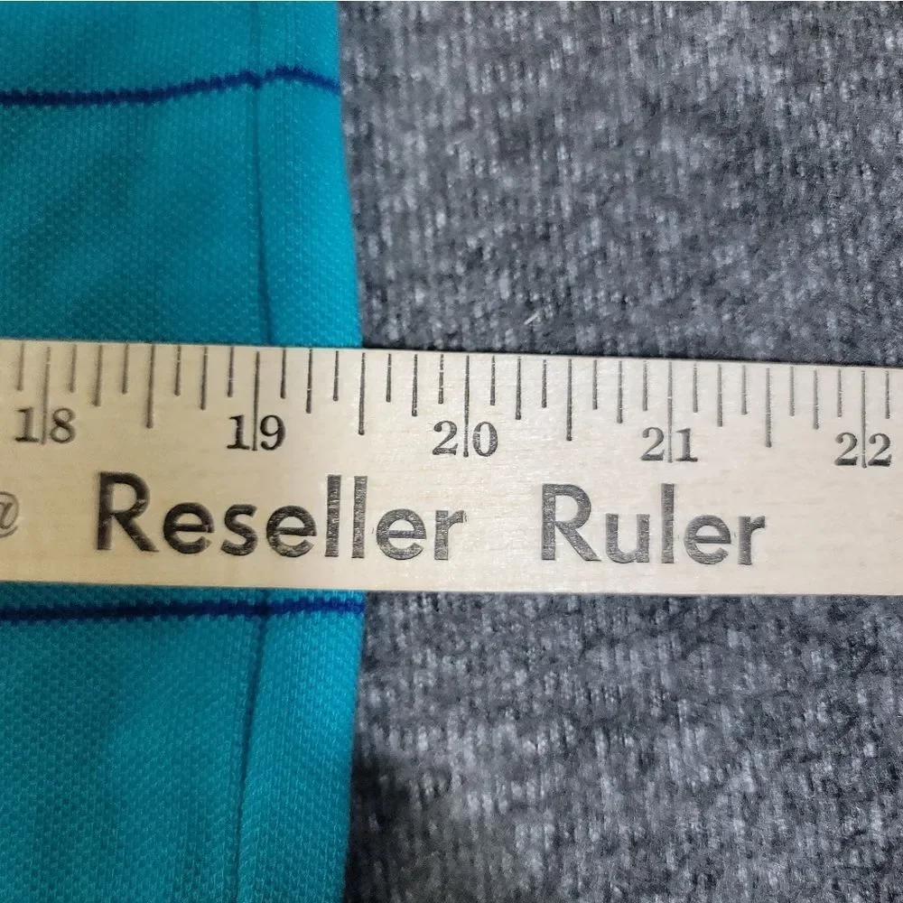 Vintage J.Crew Men’s Polo Shirt M Turquoise Blue Stripe Cotton Short Sleeve